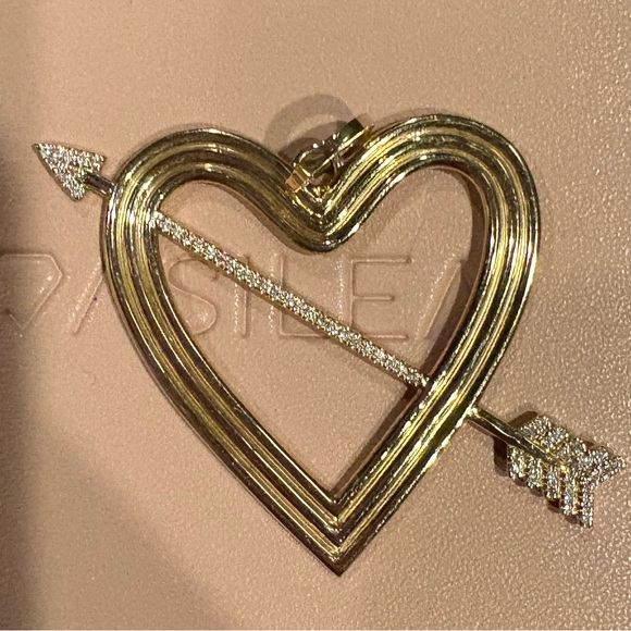 Adina Reyter Gold Heart Arrow Charm with Diamonds - Picture 10 of 12